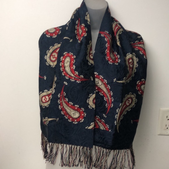 Opera Elegant Fringed Scarf by Cisco VTG 100% Silk. Double faced - Picture 2 of 7